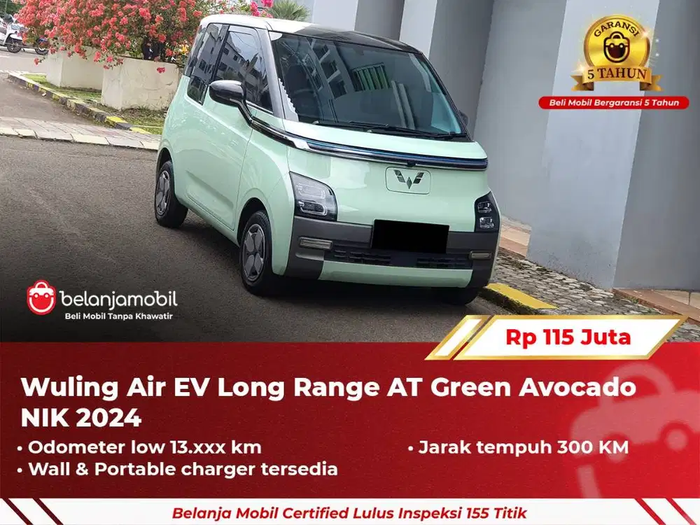 [ GARANSI 5TH ] Wuling Air EV Long Range AT Green Avocado 2024/2025