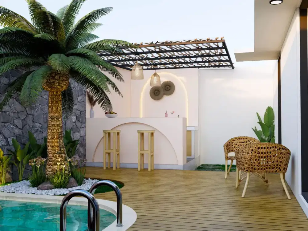 Rumah Ala Resort dengan Kolam Renang di Bangunjiwo Bantul