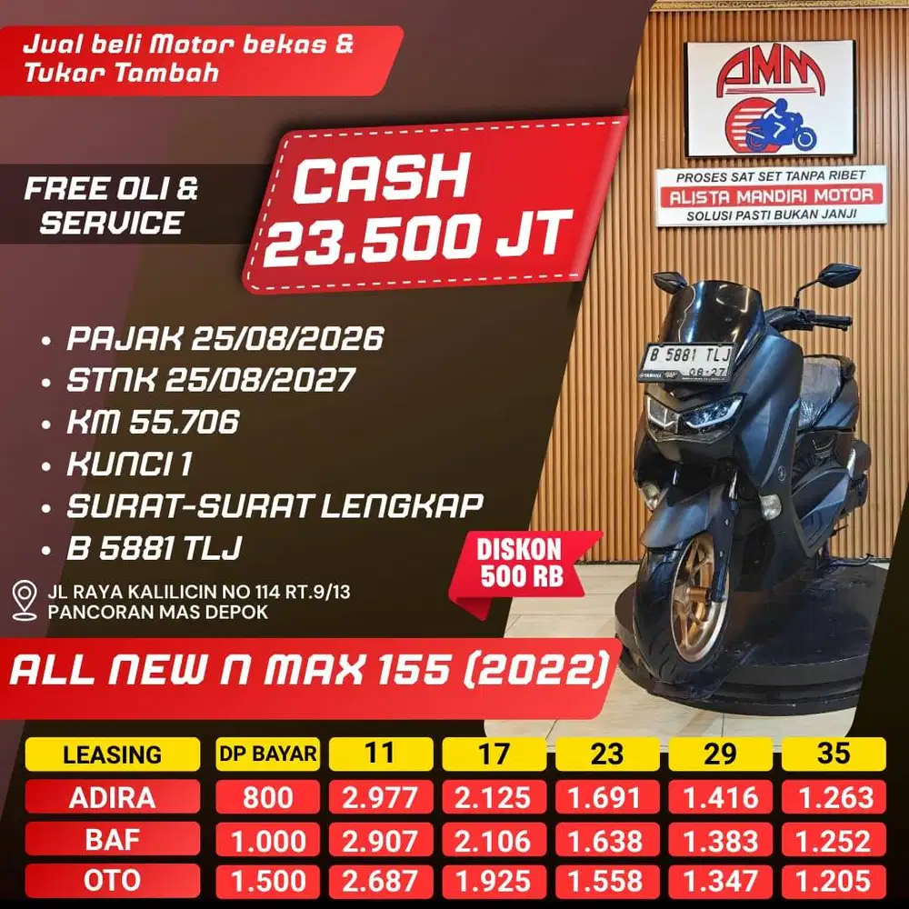 ALL NEW N MAX 155 2022 DP 800 PAJAK HIDUP CC 0% KREDIVO TOKPED SHOPEE