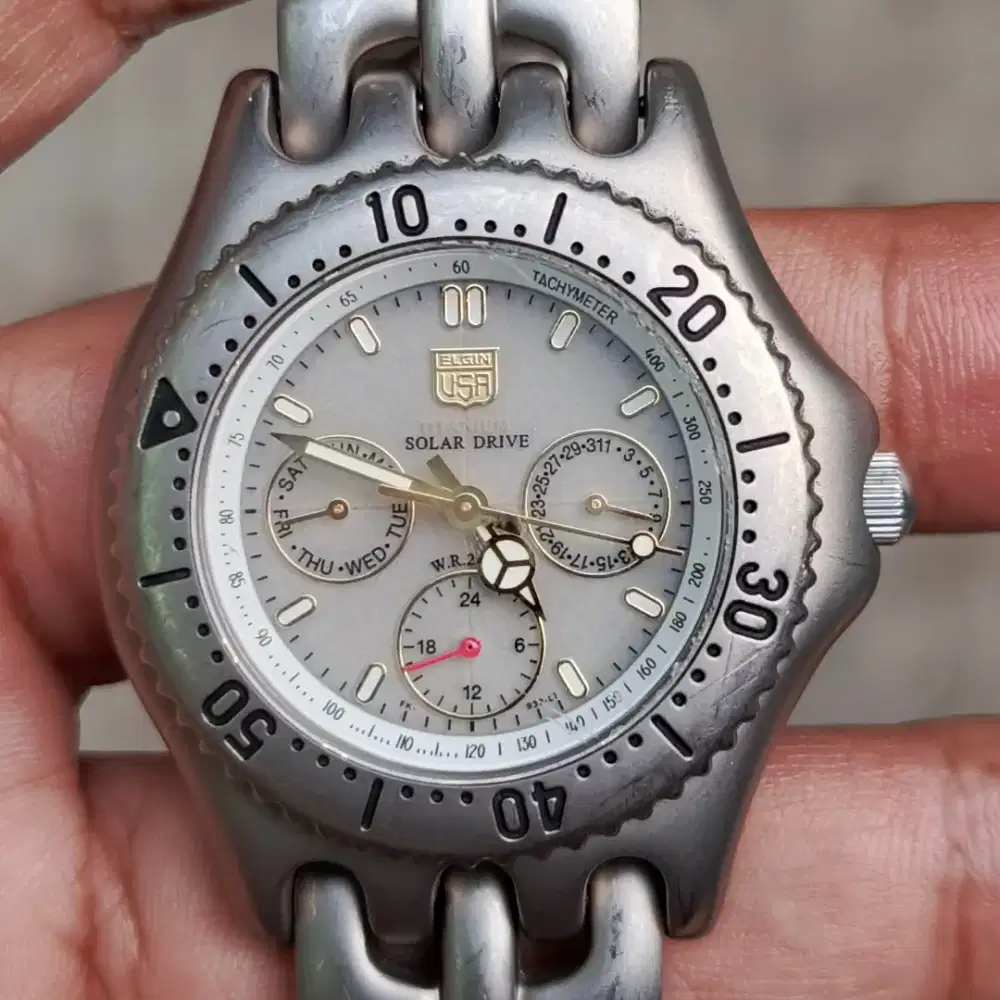 Jam Tangan Elgin USA Titanium Solar Drive 200M