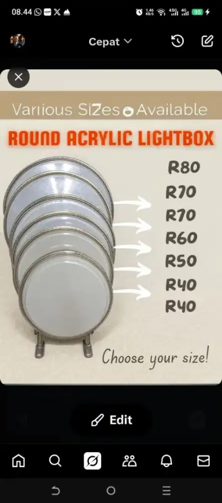 NEON BOX LED, LAYAR AKRILIK, RANGKA GALVANIS