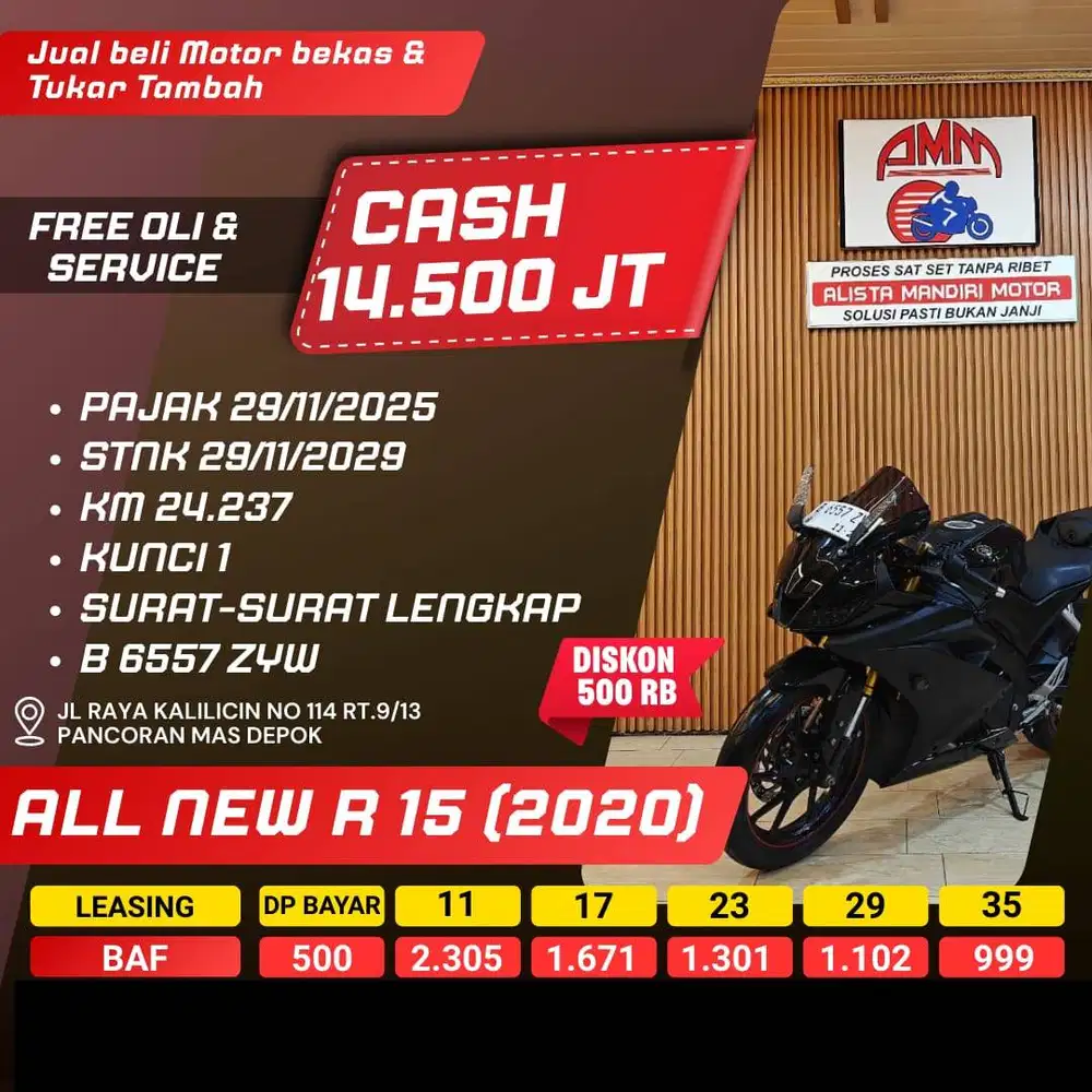 ALL NEW R 15 2020 DP 500 CC 0% KREDIVO TOKPED SPAYLATER INDODANA GOPAY