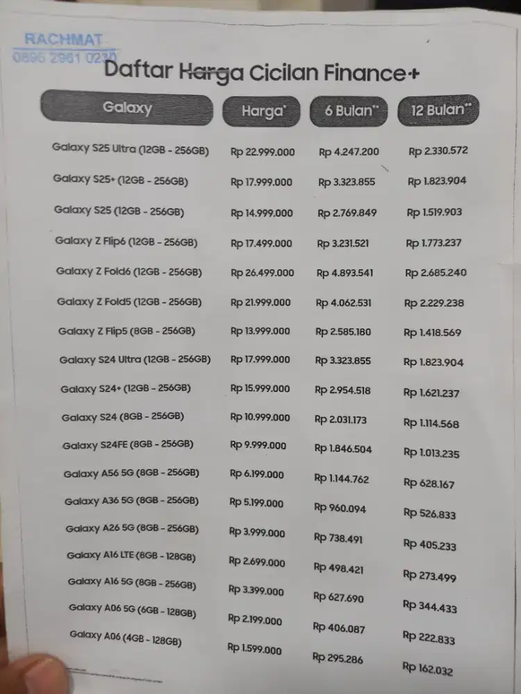Kredit hp Samsung tanpa dp