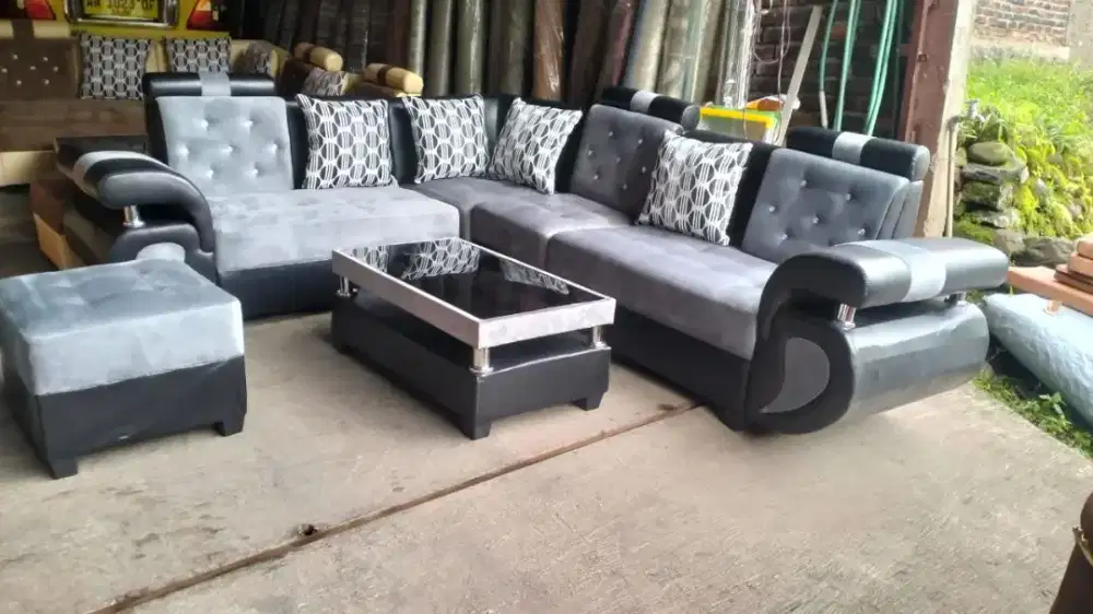 Sofa engkel satu abu hitam