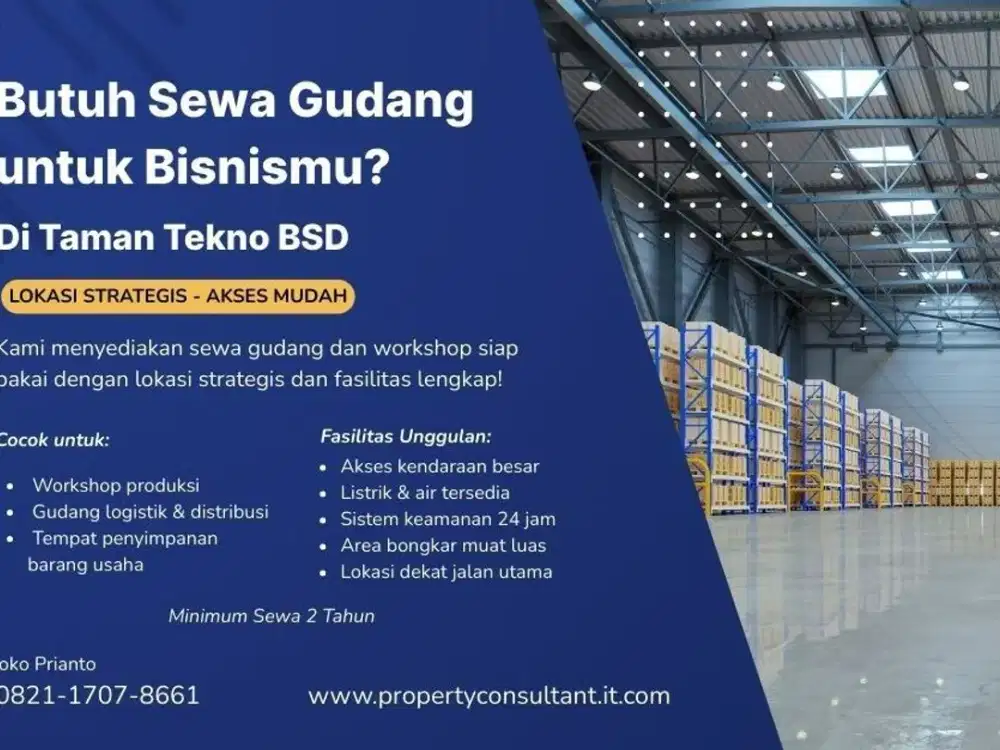 Gudang Multifungsi, Luas , 3 lantai,  di Taman Tekno, BSD