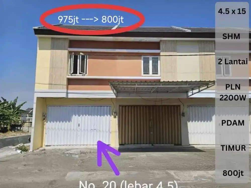 ruko jln Raya Sby Timur 800jt 2lt