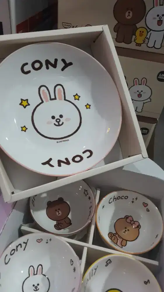 Set Piring Mangkok Keramik Line Premium