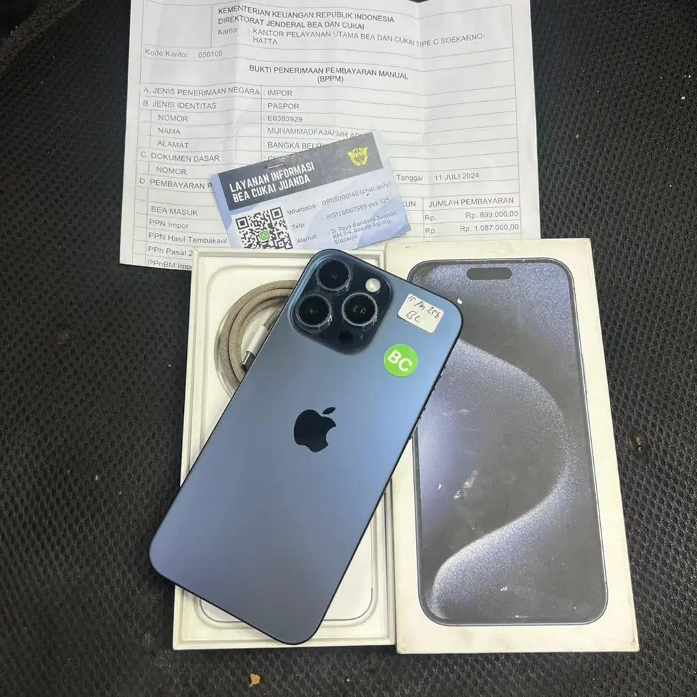 iphone 15 promax 256 bea cukai lengkap faktur fulset original no minus