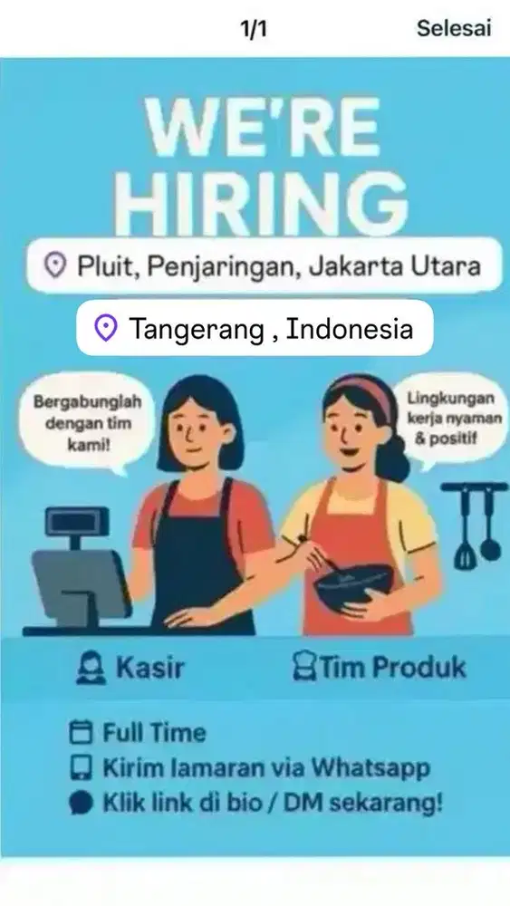 Lowongan kerja jaga tenant khusus wanita