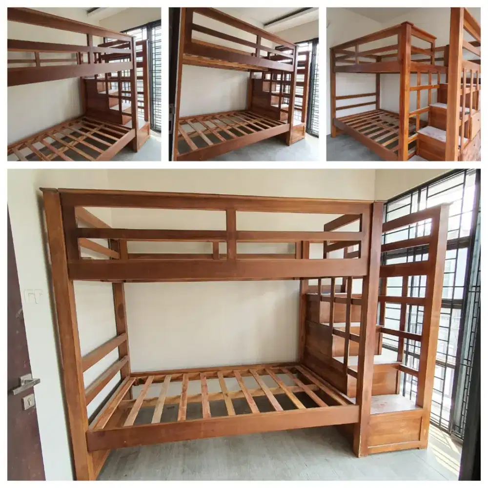 TEMPAT TIDUR TINGKAT JATI JEPARA ASLI 120 x 200 x 195