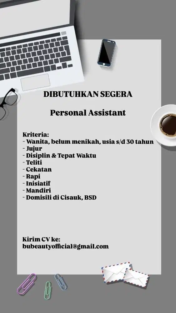 1. Personal Assistant 2. Admin Packing OL Shop
