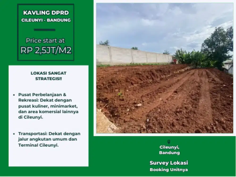 AKSES JALAN RAYA BEBAS HAMBATAN! Kavling A2 156m² Cileunyi. Unit Strategis Terakhir!