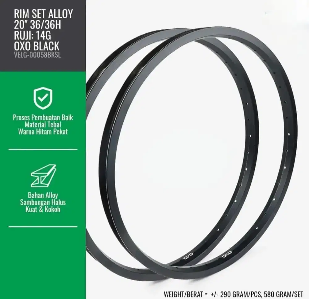 Velg Oxo BMX 20 406 36H 14G Aluminum Alloy Rims (1 set)
