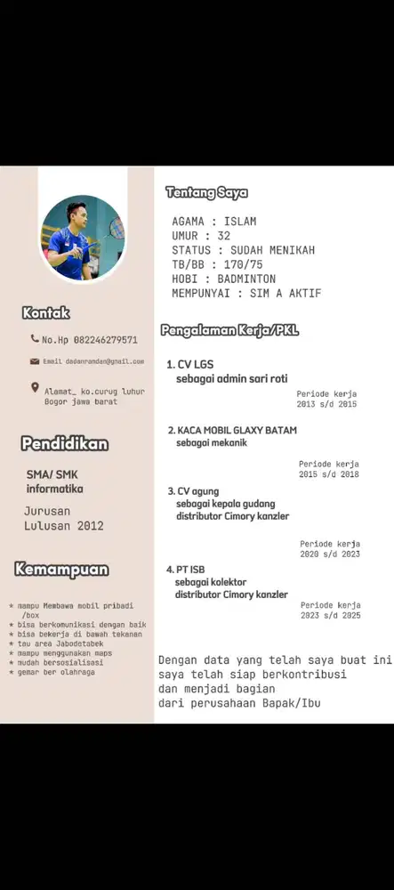 Mencari pekerjaan supir atau freelance