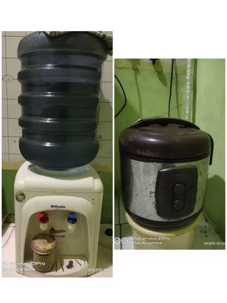 Dispenser, galon, ricecooker normal semua.