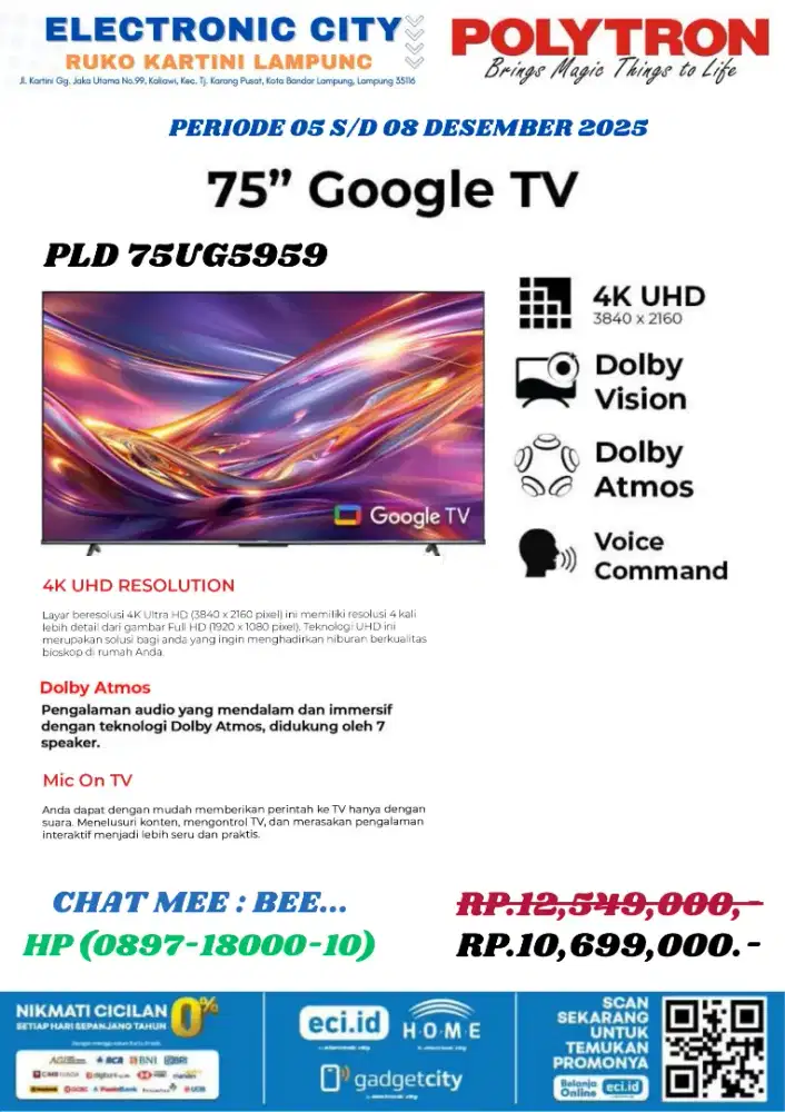 polytron tv 75 inchi