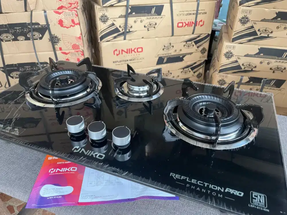 BARU NIKO phantom kompor gas kaca 3 tunggku bisa tanam/duduk