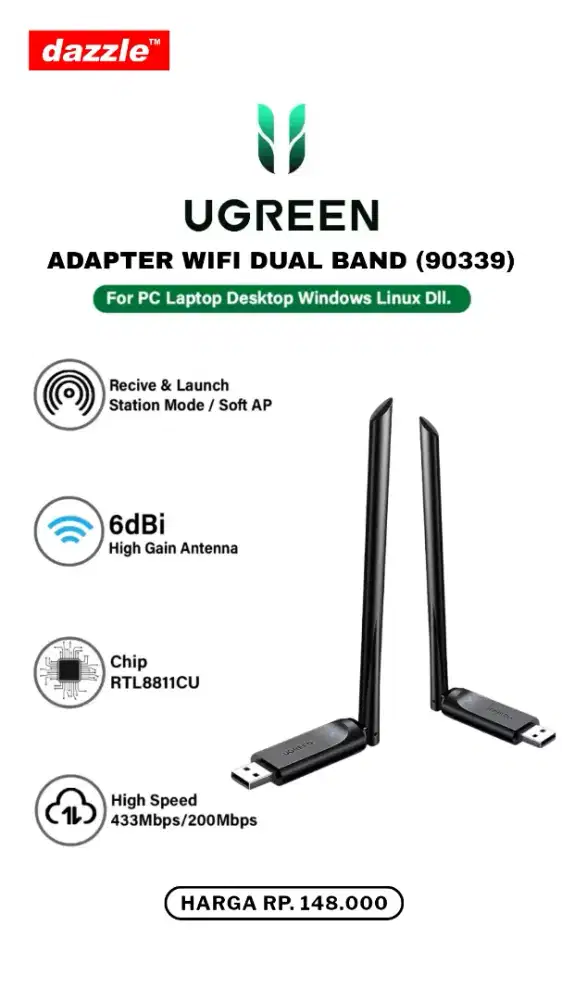 UGREEN WIRELESS ADAPTER (90339)