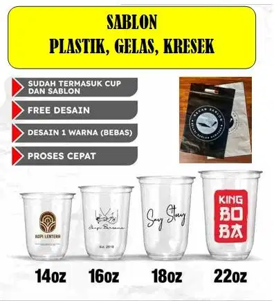 Sablon Plastik/Gelas/kresek
