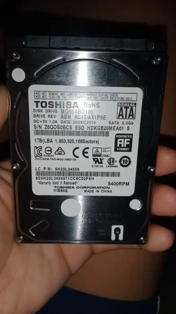 Dijual Hardisk internal Laptop 2,5 inc. Toshiba 1TB