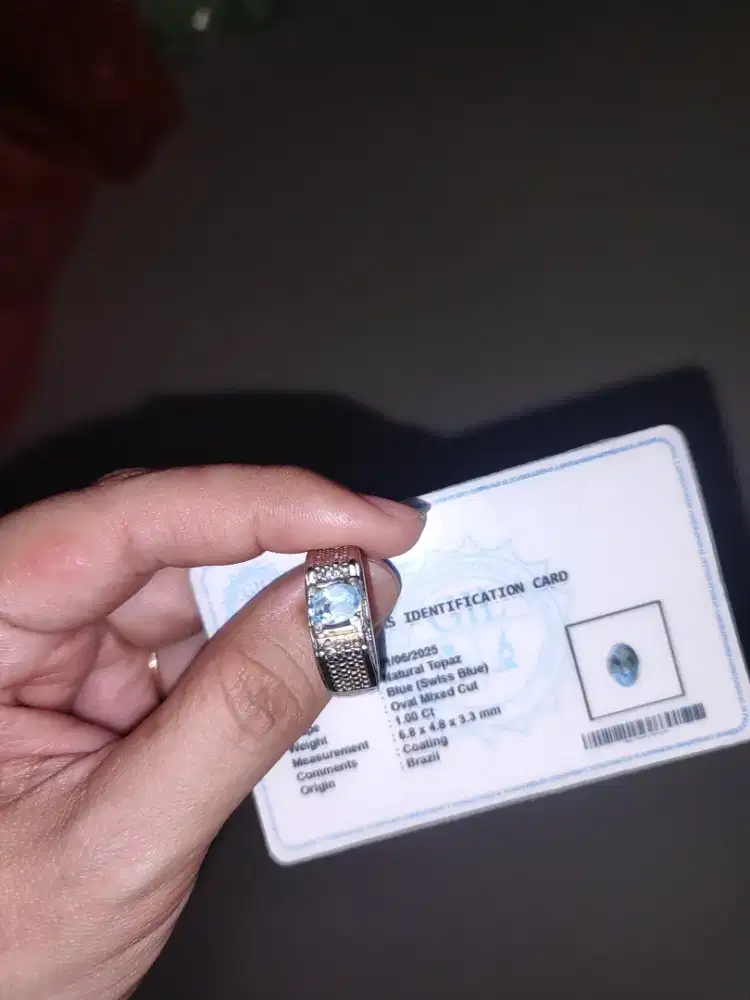 cincin pria blue topaz jumbo ukuran besar