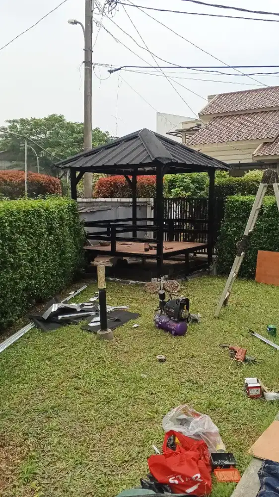 Gazebo baja ringan atap spandek pasir