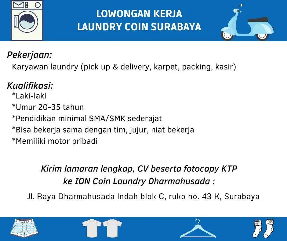 Lowongan Kerja Laundry Coin Surabaya