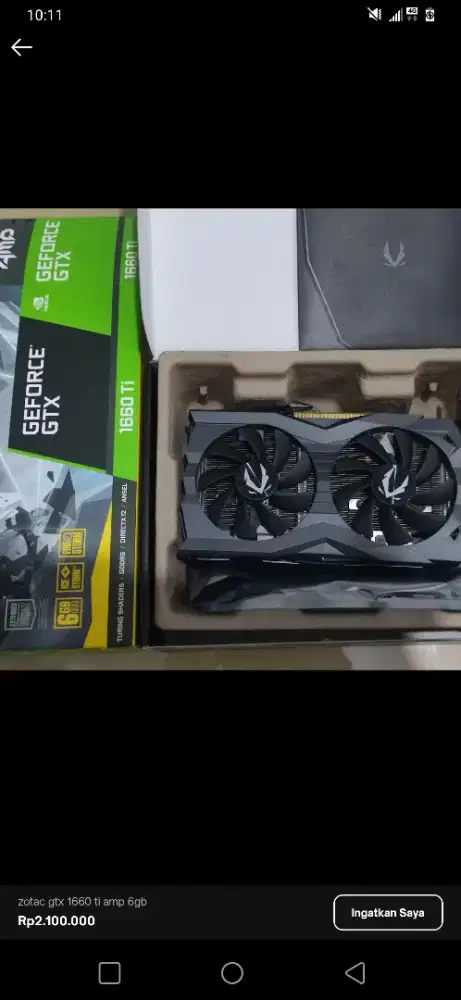 Zotac GTX 1660 Ti Amp - Segel,Mulus, Jarang dipakai, Fullset, Like New