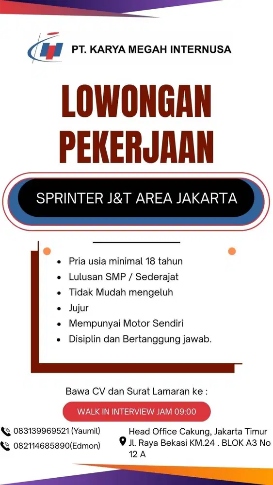 Lowongan kurir area jakarta