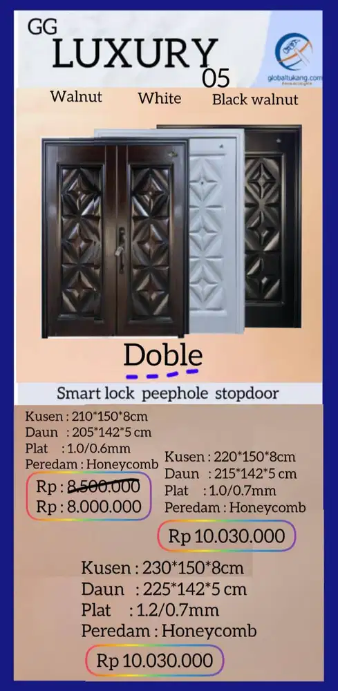 Jual Pintu baja motif anti pasaran kota Padang