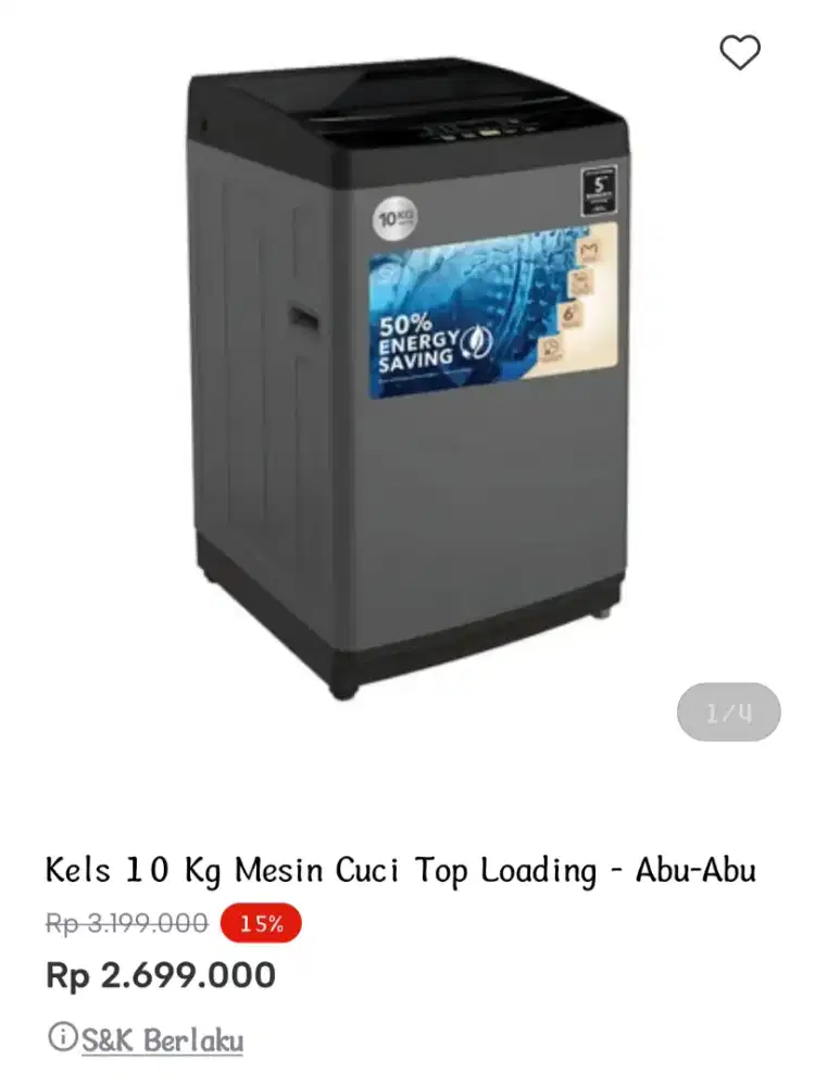 Kels 10 Kg Mesin Cuci Top Loading