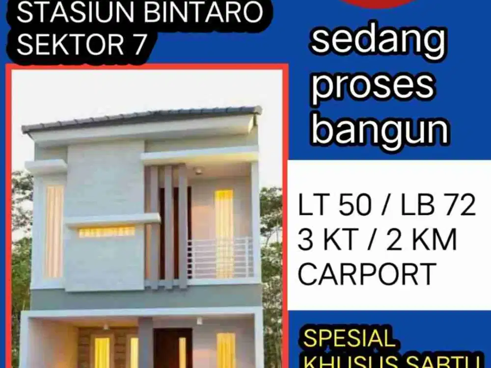 rumah dalam proses bangun murah area bintaro / pondok aren  tangerang selatan akses mobil harga murah
