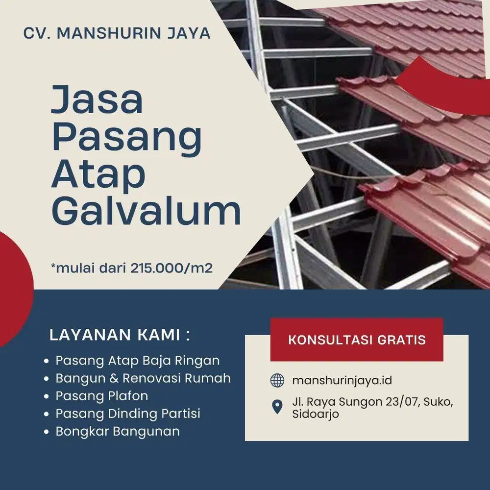 BONGKAR PASANG ATAP GALVALUM MURAH SURABAYA