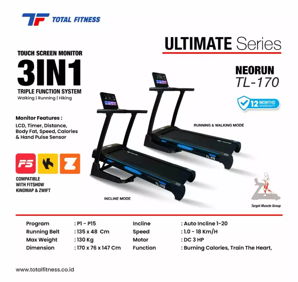 Promo.. treadmill elektrik TL 170 big Power