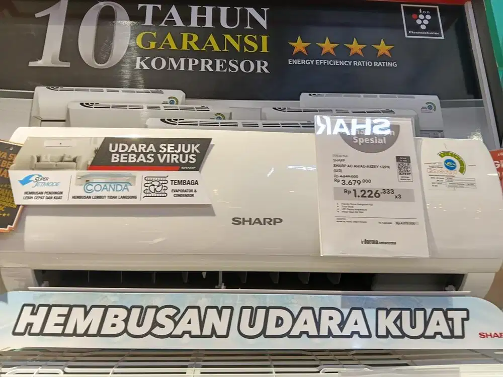 Sharp AC 1/2PK free instalasi bisa cicilan syarat ktp