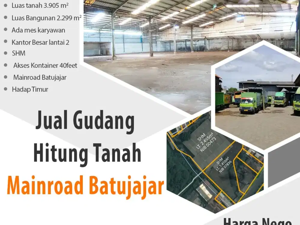 Gudang Jual Hitung Tanah Di Mainroad Jalan Raya Batujajar Cimareme Bisa Buat Pabrik Akses Masuk Kontainer