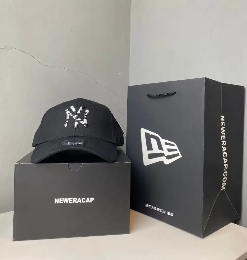 Topi Baseball MLB Cap New Era Logo NY Bordir Hitam Camo Topi NY Camo
