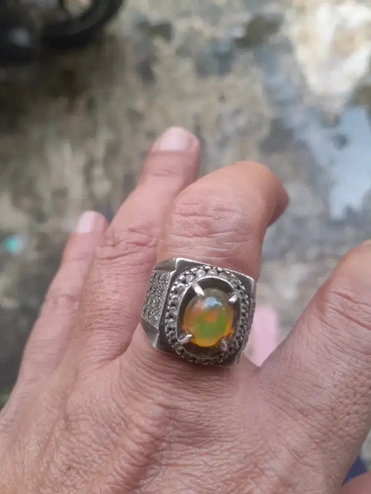 Cincin batu kalimaya black opal jarong