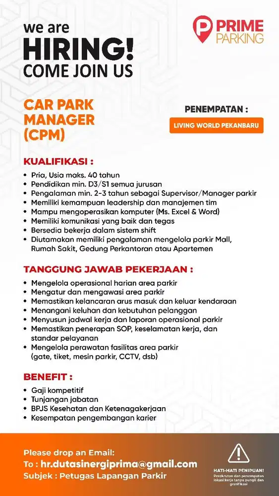 Lowongan kerja petugas parkir