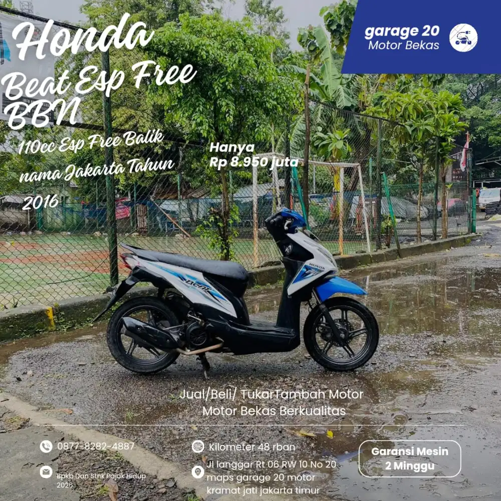 Honda Beat Esp 110cc Free Balik nama jakarta Tahun 2016