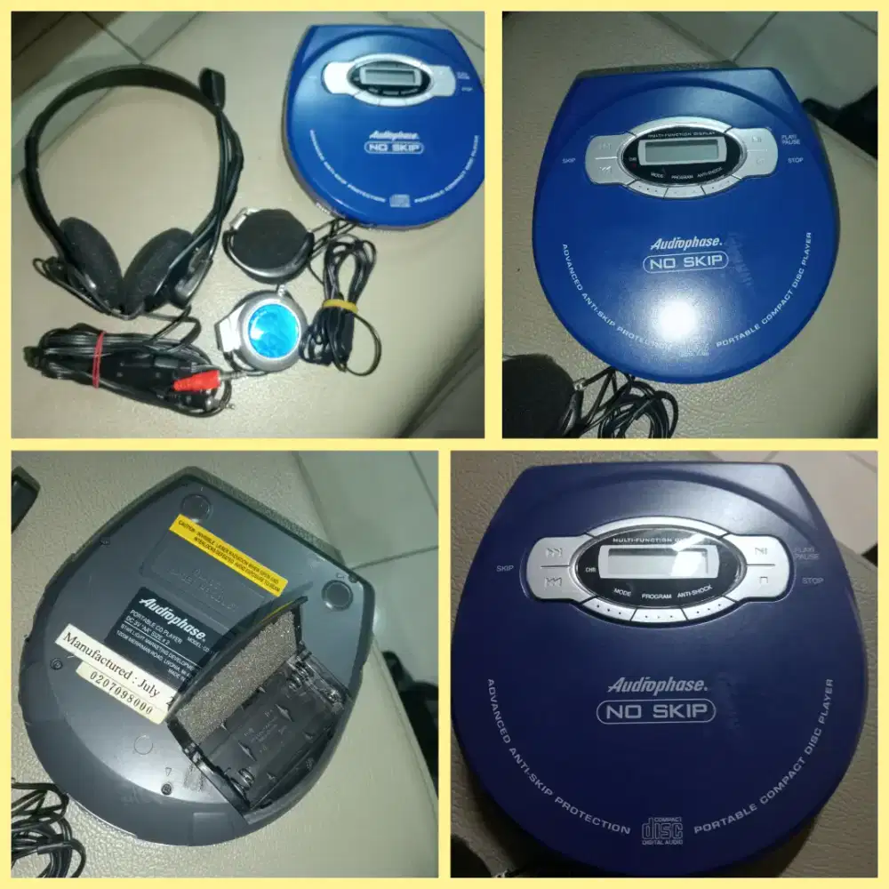 Audiophase CD Player CD313B Blue & Remote Control & Headphones New*