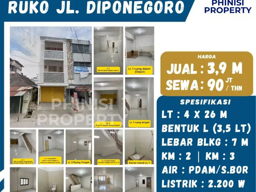 DIJUAL Ruko di Jalan Diponegoro