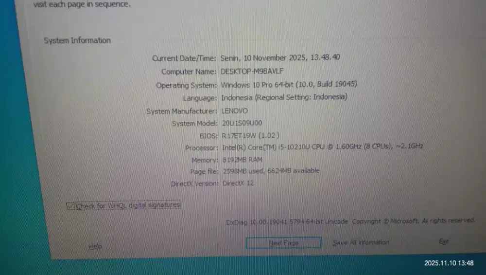 Laptop Lenovo Thinkpad L14 core i5 gen10, Ram 4, Ssd 256gb normal