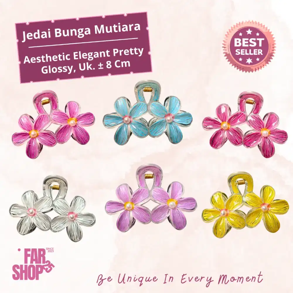 Jedai Double Bunga 8 Cm Glossy Murah Aesthetic Elegan Pretty Kekinian