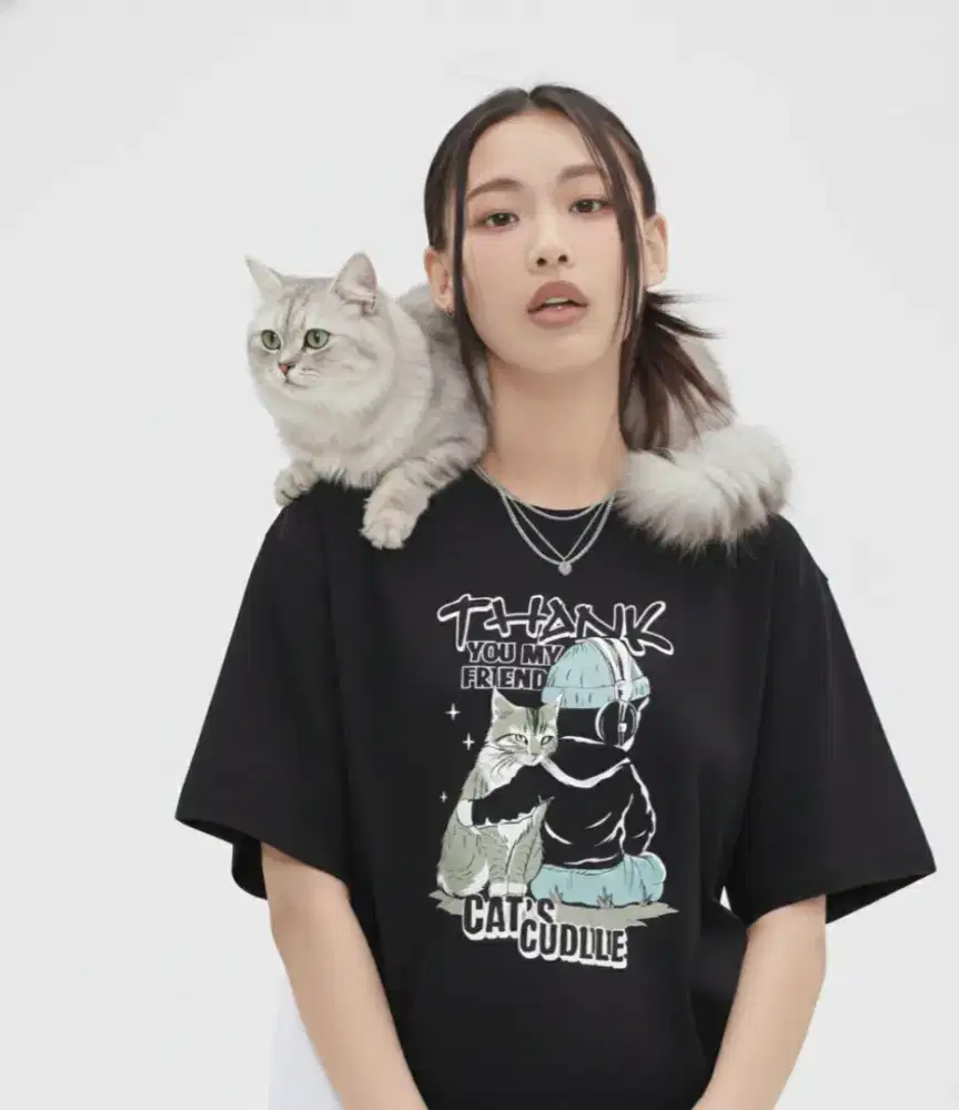 Kaos kucing cat premium Halus & lembut nyaman dipakai buruan co