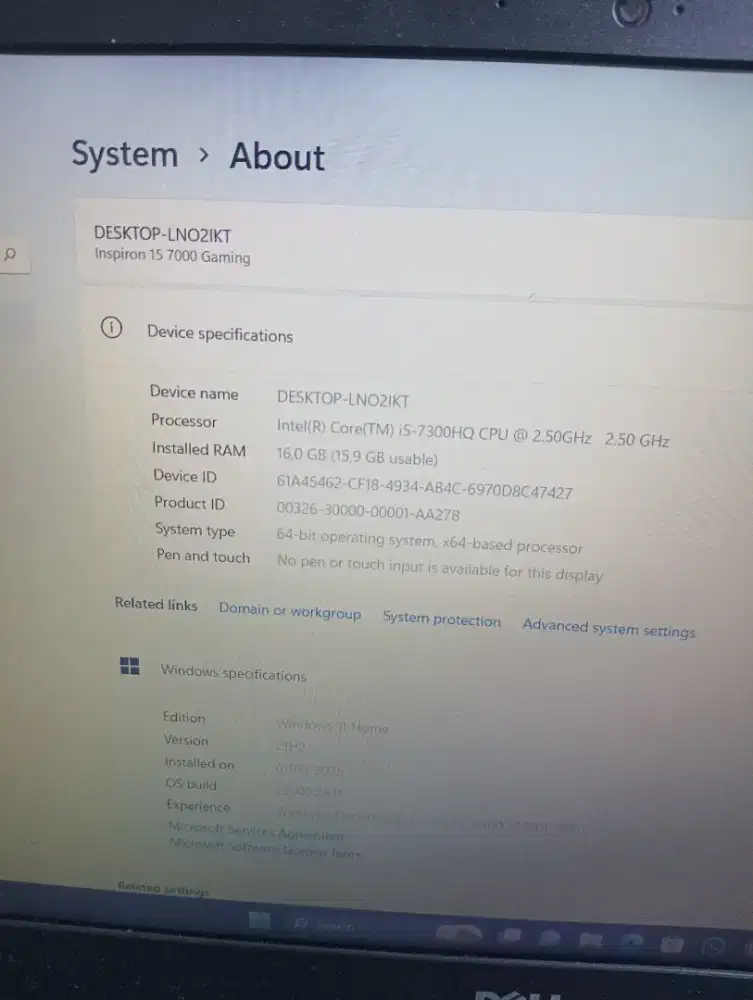 Laptop gaming dell Inspiron 7000