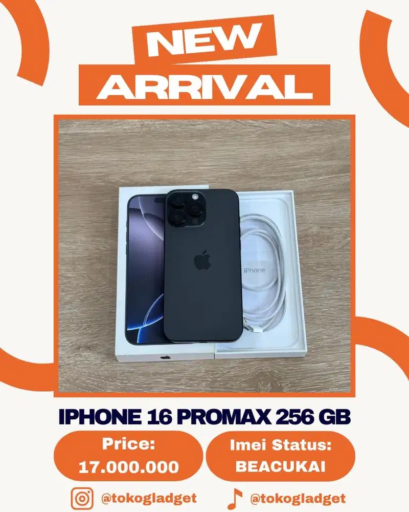 iPhone 16 Promax 256 Gb ex BEACUKAI RESMI