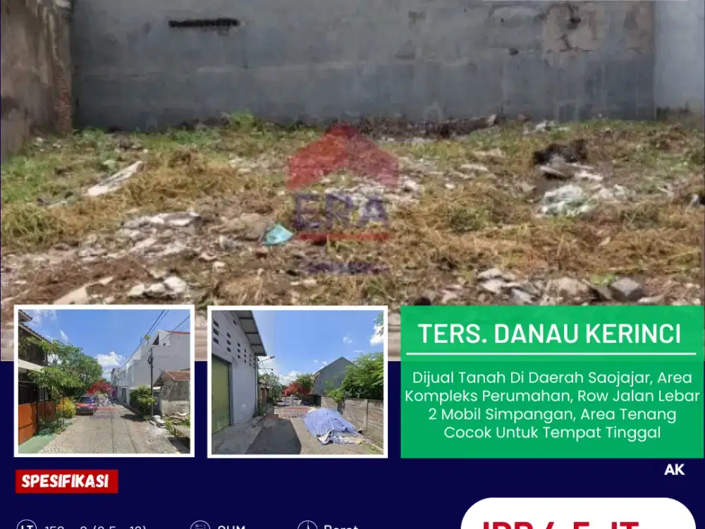 Tanah Di Daerah Sawojajar, Area Kompleks Perumahan, Row Jalan Lebar