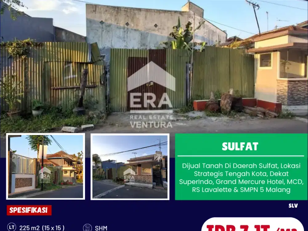 Dijual Tanah Di Daerah Sulfat, Lokasi Strategis Tengah Kota