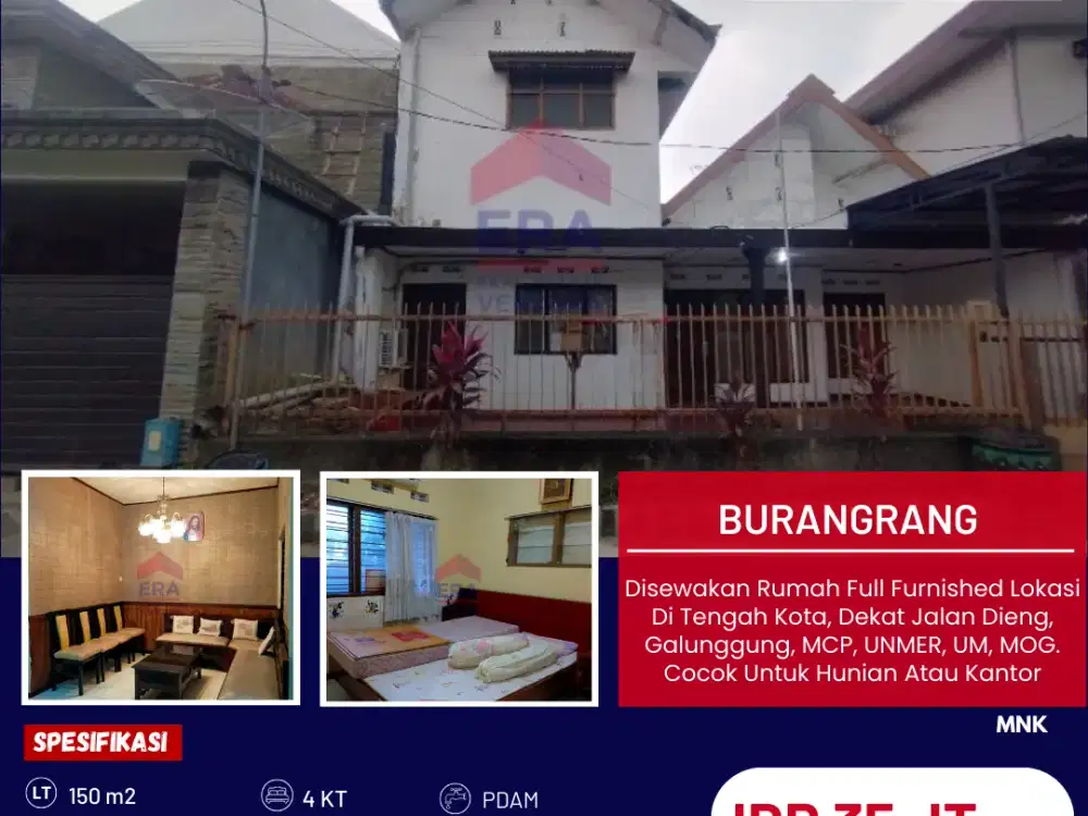 Disewakan Rumah Full Furnished Lokasi Di Tengah Kota